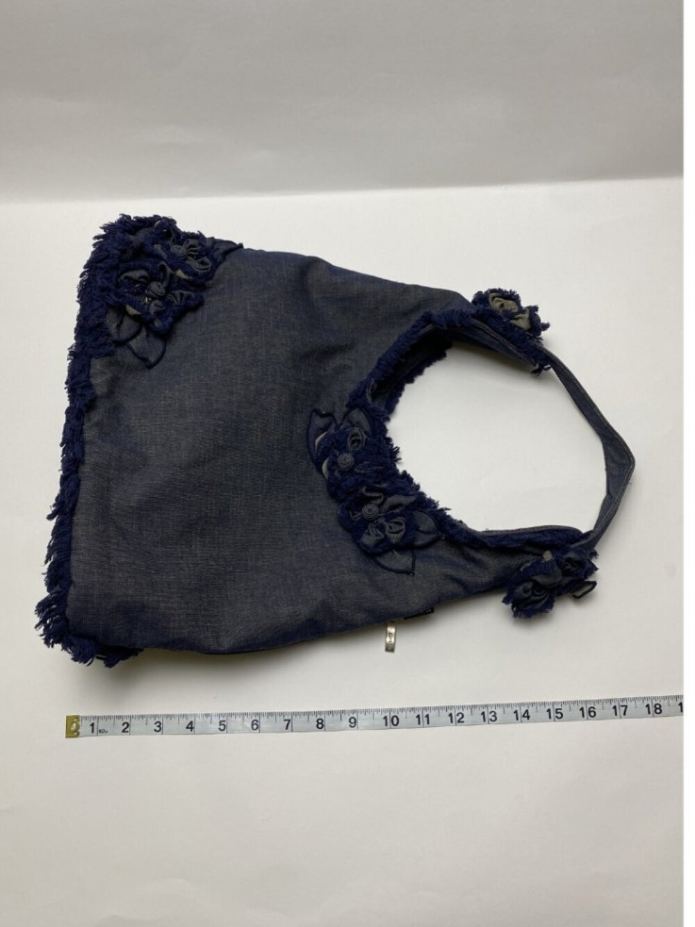 Cortile Denim Hobo Bag w/ Floral Appliqué - Picture 9 of 9